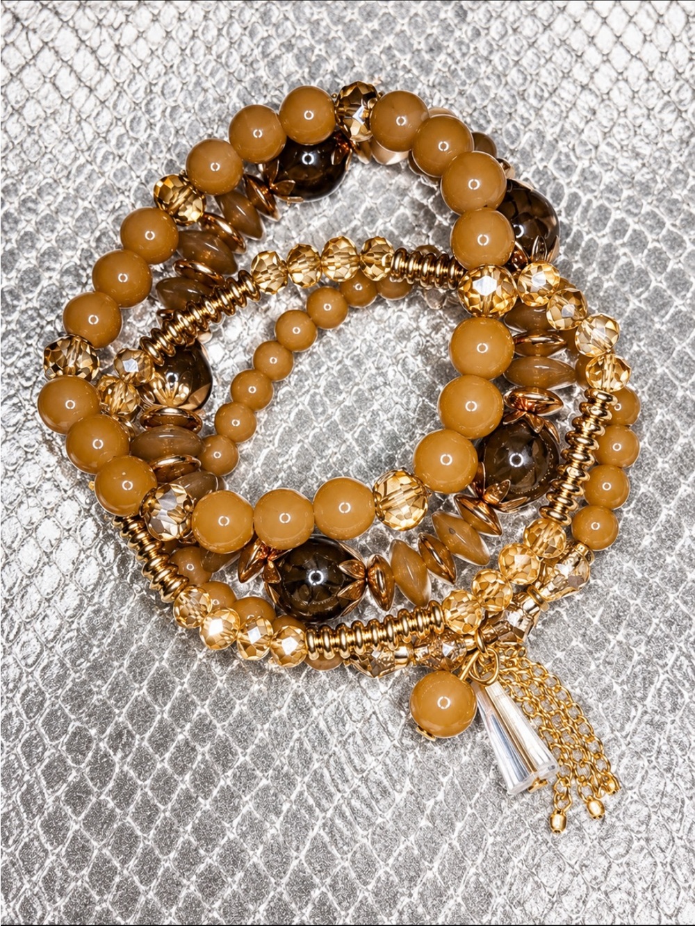 FRIENDSHIP BRACELETS 4 Strands Tan Crystal Stretchy Bracelets TAYLOR SWIFT